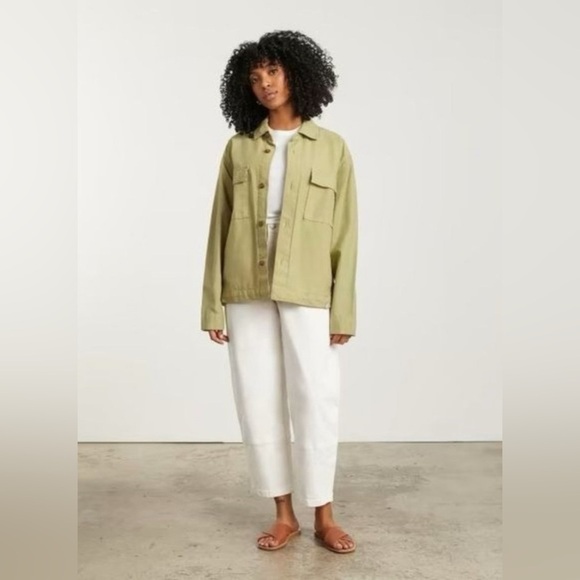 Everlane The Everyone Spring Shirt Jacket Green Mens S Womens M Linen Blend - Picture 1 of 9
